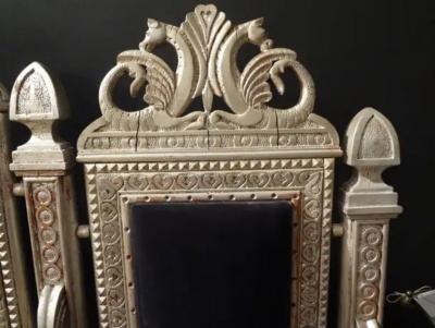 19th Century Venetian Silver Gilt Grotto Seahorse Bench