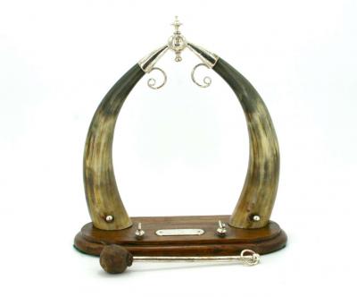 19th Century Victorian English Silver Plate Horn Dinner Gong