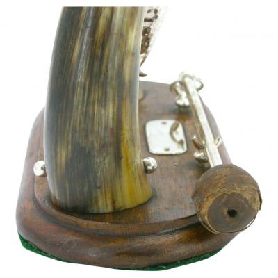 19th Century Victorian English Silver Plate Horn Dinner Gong