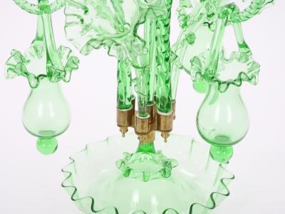 19th Century Victorian Style Italian Glass Brass Epergne Centerpiece Vase