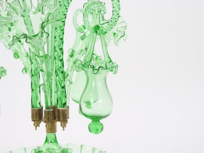 19th Century Victorian Style Italian Glass Brass Epergne Centerpiece Vase