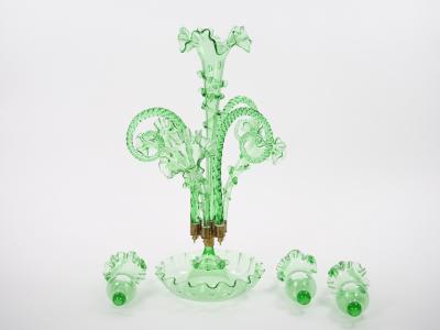 19th Century Victorian Style Italian Glass Brass Epergne Centerpiece Vase
