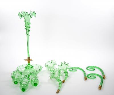 19th Century Victorian Style Italian Glass Brass Epergne Centerpiece Vase