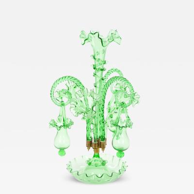 19th Century Victorian Style Italian Glass Brass Epergne Centerpiece Vase