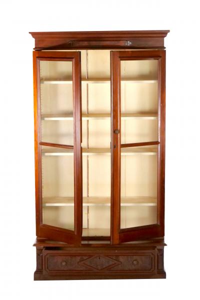 19th Century Victorian Style Two Door Bookcase Cabinet