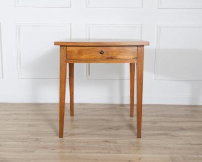19th Century Walnut Side Table with Geometric Parquetry Top and Drawer