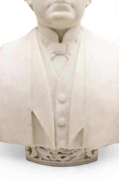19th Century White Marble Bust of a Man