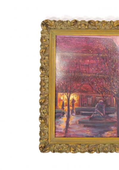 19th Century Wood Frame Oil Canvas Wall Painting