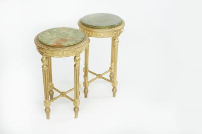 19th Century Wood Framed Onyx Top Side Tables