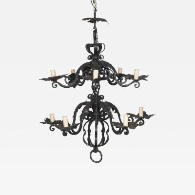 19th Century Wrought Iron Chandelier