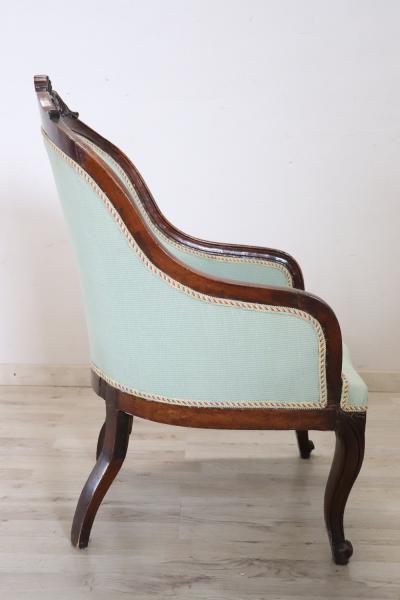 19th Century of the Period Louis Philippe Antique Walnut Armchair