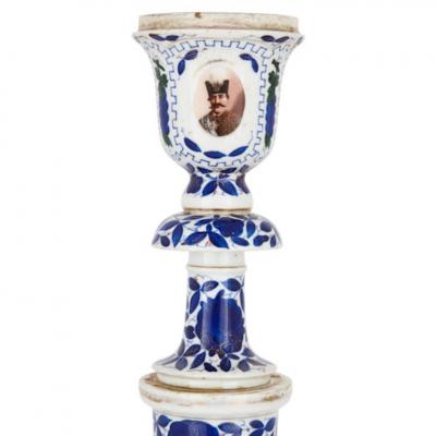 19th Century porcelain huqqa with Persian decoration