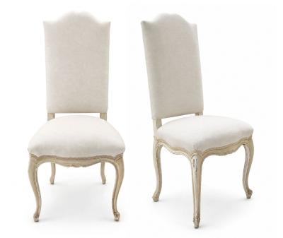 19th Century set of Six Louis XV Dining Chairs in linen upholstery