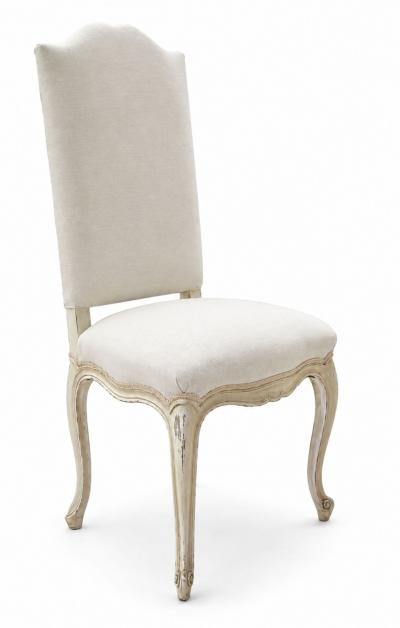 19th Century set of Six Louis XV Dining Chairs in linen upholstery