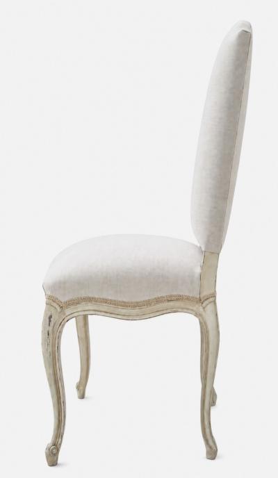 19th Century set of Six Louis XV Dining Chairs in linen upholstery