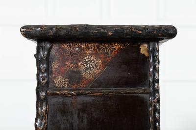 19th English Faux Bamboo Lacquered Glazed Cabinet