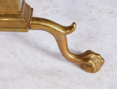 19th c American Brass Flame Tip Andirons