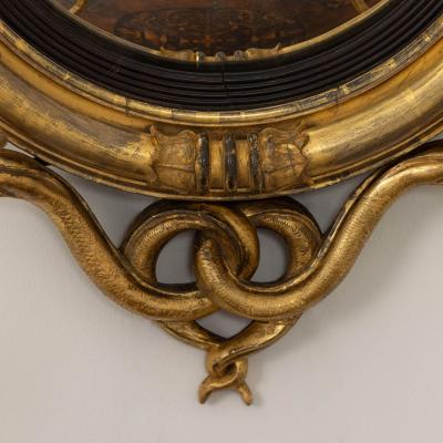 19th c English Regency Convex Mirror in Original Giltwood