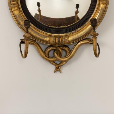 19th c English Regency Convex Mirror in Original Giltwood