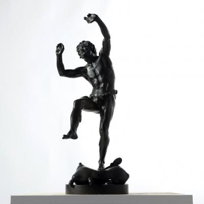 19th c French Bronze Dancing Faun by Lequesne Eug ne Louis