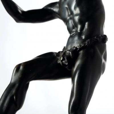 19th c French Bronze Dancing Faun by Lequesne Eug ne Louis