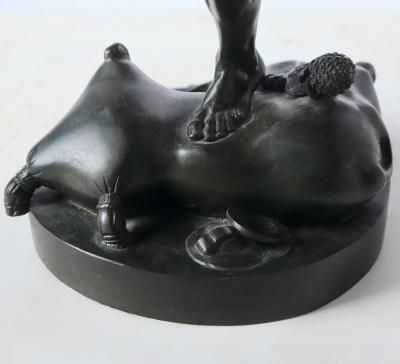 19th c French Bronze Dancing Faun by Lequesne Eug ne Louis