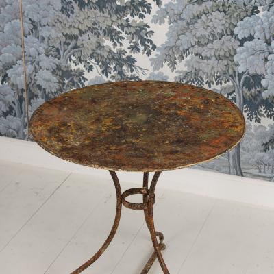 19th c French Metal Gu ridon Round Side Table in Original Patina