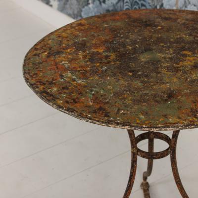 19th c French Metal Gu ridon Round Side Table in Original Patina
