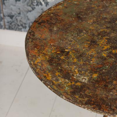 19th c French Metal Gu ridon Round Side Table in Original Patina