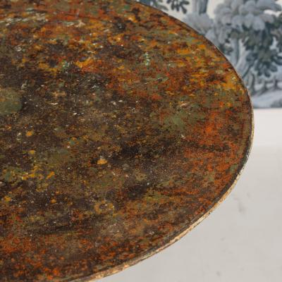 19th c French Metal Gu ridon Round Side Table in Original Patina