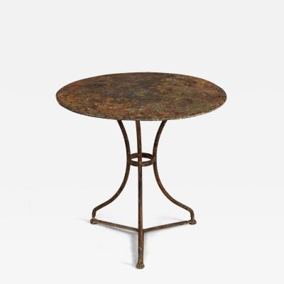 19th c French Metal Gu ridon Round Side Table in Original Patina