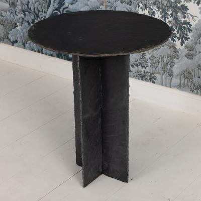 19th c French Round Slate Side Table