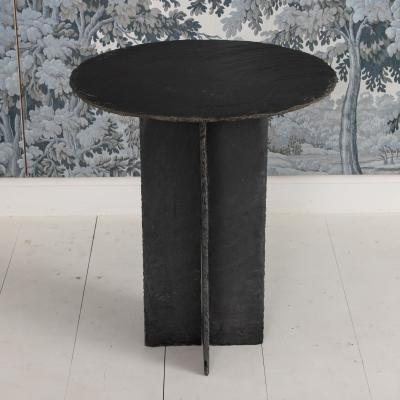 19th c French Round Slate Side Table