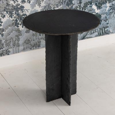 19th c French Round Slate Side Table