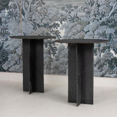 19th c French Round Slate Side Table