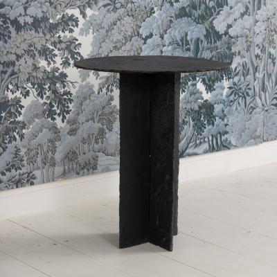 19th c French Round Slate Side Table