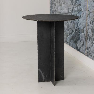 19th c French Round Slate Side Table