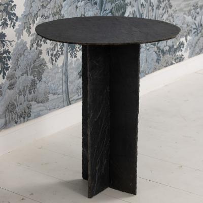 19th c French Round Slate Side Table