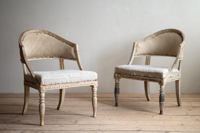 19th c Gustavian Barrel Back Armchairs