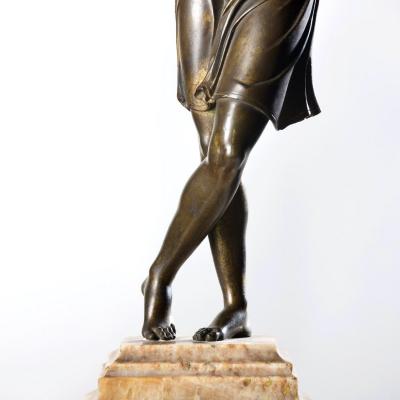 19th c Italian Gilt Bronze Apollo Figure on Alabaster Base