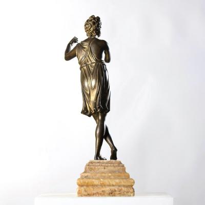 19th c Italian Gilt Bronze Apollo Figure on Alabaster Base