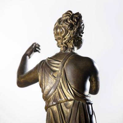 19th c Italian Gilt Bronze Apollo Figure on Alabaster Base