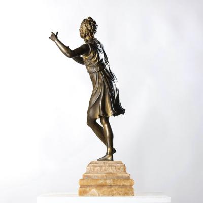 19th c Italian Gilt Bronze Apollo Figure on Alabaster Base
