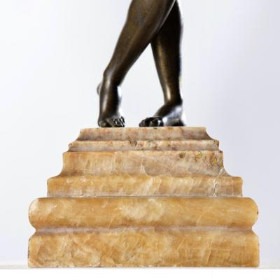 19th c Italian Gilt Bronze Apollo Figure on Alabaster Base