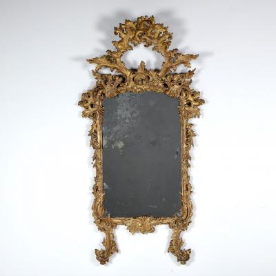 19th c Italian Giltwood Mirror with Original Mirror