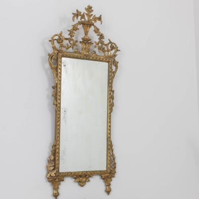 19th c Italian Giltwood Mirror with Original Mirror Plate