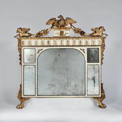 19th c Italian Giltwood Overmantle with Original Mirror Plates