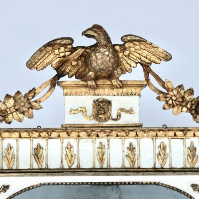 19th c Italian Giltwood Overmantle with Original Mirror Plates