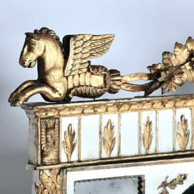19th c Italian Giltwood Overmantle with Original Mirror Plates