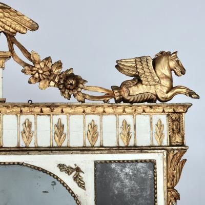 19th c Italian Giltwood Overmantle with Original Mirror Plates